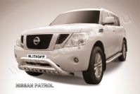 Кенгурятник d76 низкий широкий с ЗК и перемычкой Nissan Patrol (2010-2014) , Slitkoff, арт. NIPAT006