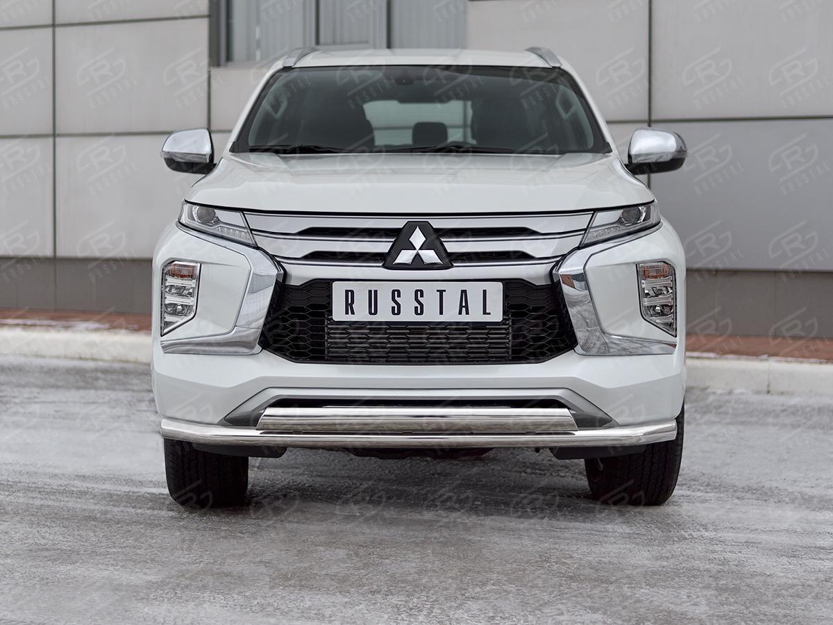 MITSUBISHI PAJERO SPORT 2021- Защита переднего бампера d63 секции-d75x42 дуга MPJSZ-003652