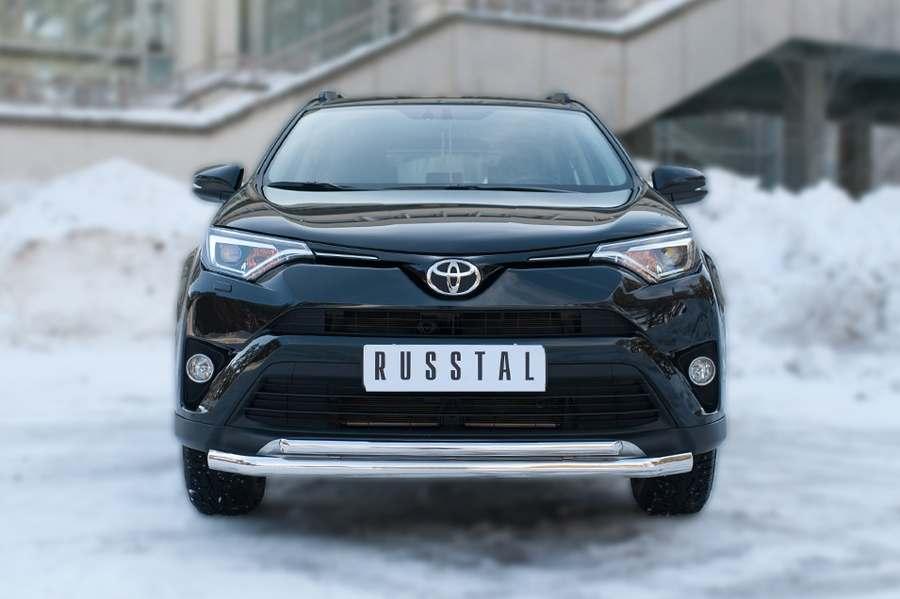 Защита переднего бампера d63/d42 на Toyota RAV4 2015, Руссталь TR4Z-002193