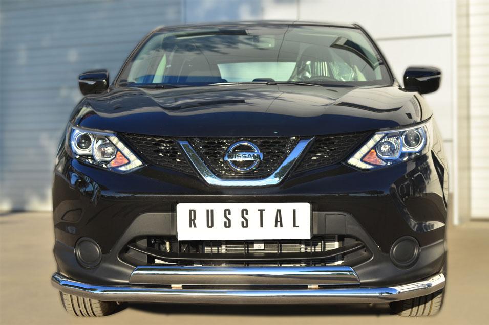 Защита переднего бампера d63/75х42 для Nissan Qashqai 2014, Руссталь NQQZ-001783