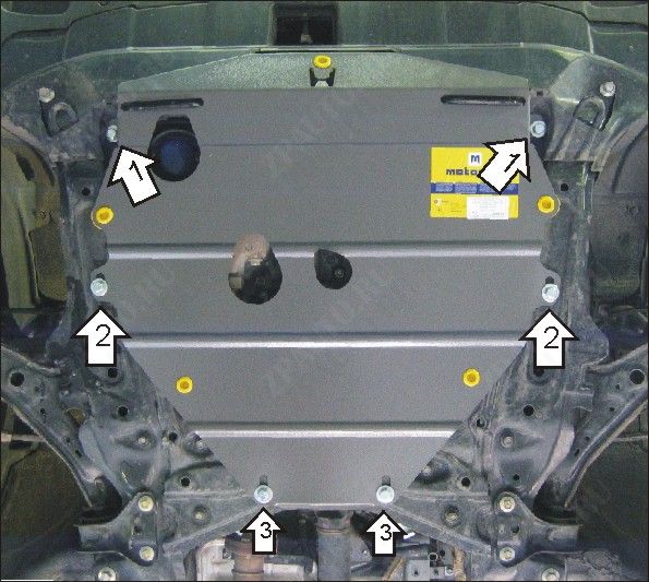 Защита стальная Мотодор (Двигатель, Коробка переключения передач), 2 мм,  для Honda CR-V III  2006-2009 арт. 70809