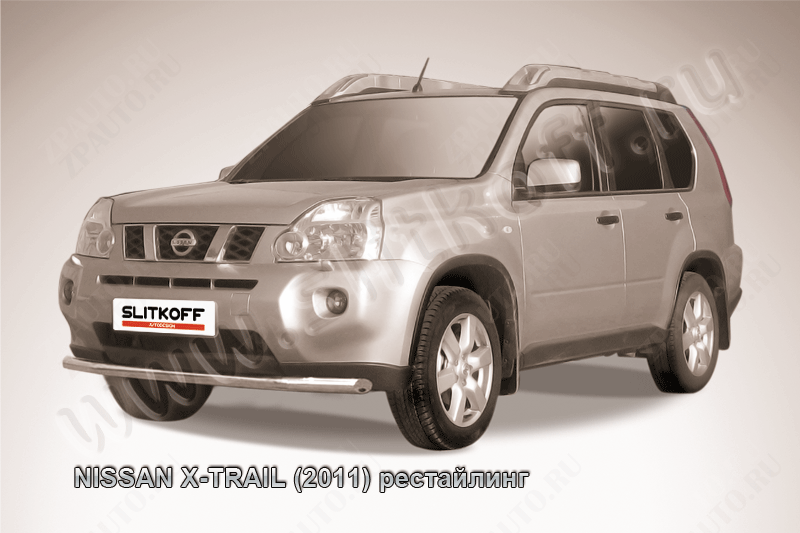 Защита переднего бампера d57 Nissan X-Trail (2011-2015) Black Edition, Slitkoff, арт. NXT11-004BE