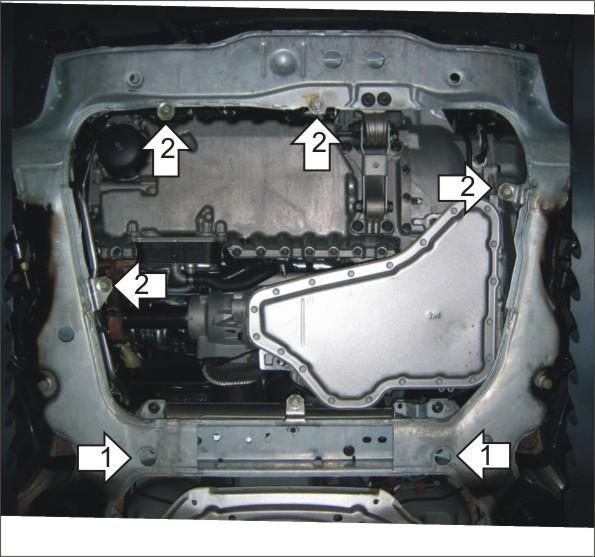 Защита стальная Мотодор (Двигатель, Коробка переключения передач), 2 мм, Сталь для Volvo S80 1998-2006 арт. 02610