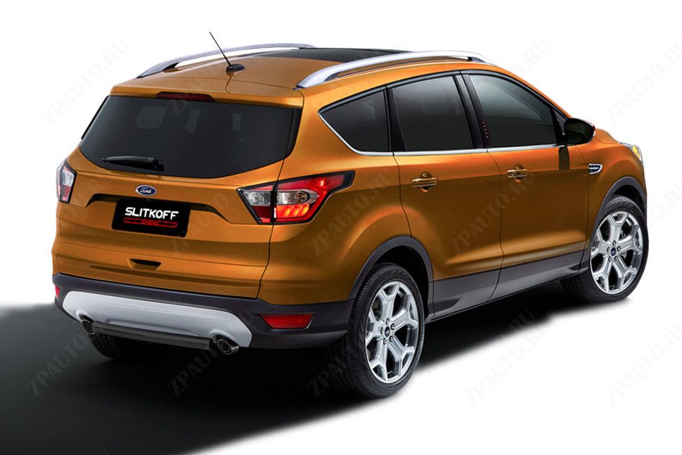 Защита заднего бампера d57 черная Ford Kuga (2016-2019) , Slitkoff, арт. FKG16-008B