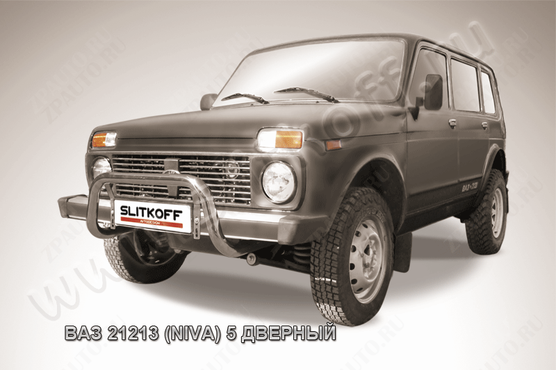 Кенгурятник d57 низкий Lada Niva 21213 5-дверная (1993-2023) Black Edition, Slitkoff, арт. Nivd002BE