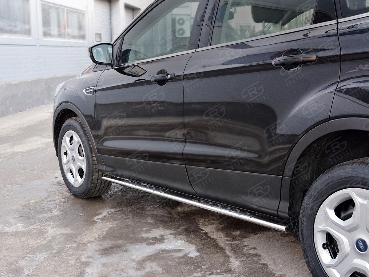 Пороги труба d75х42 овал с проступью Ford Kuga 2016, Руссталь FGO-002599