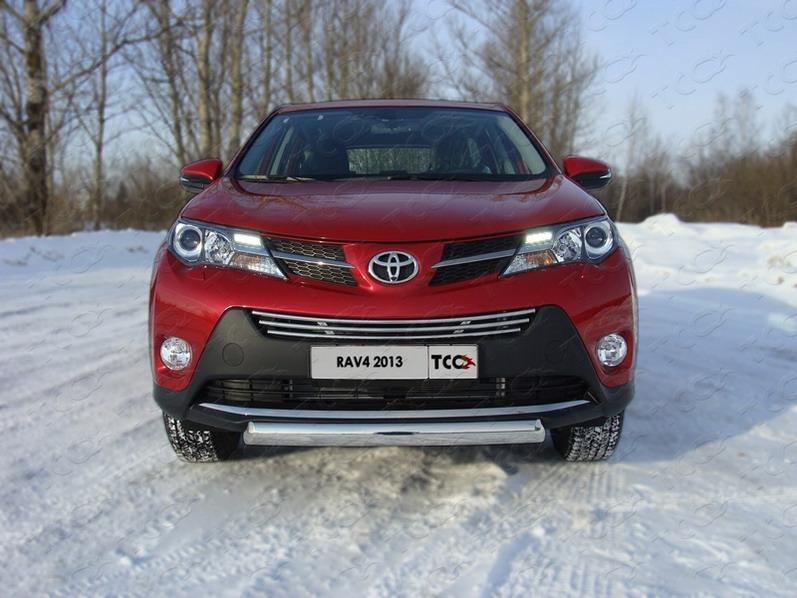 Защита передняя (овальная) 75х42 мм для автомобиля Toyota RAV4 2013-2015, TCC Тюнинг TOYRAV13-03