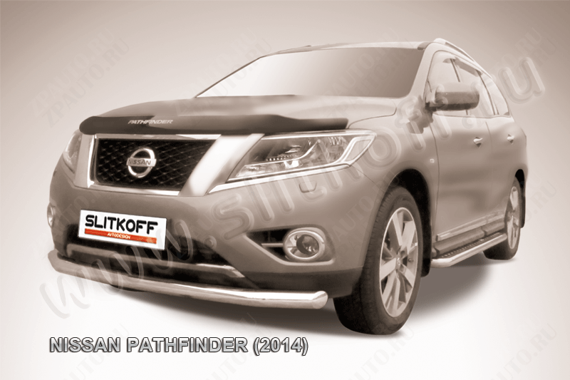 Защита переднего бампера d76 Nissan Pathfinder (2012-2017) , Slitkoff, арт. NIP14-004