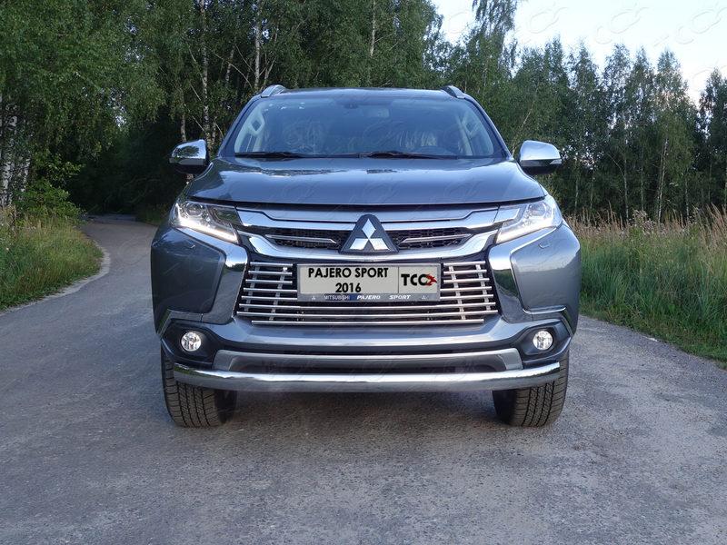 Защита передняя нижняя (овальная) 75х42 мм для автомобиля Mitsubishi Pajero Sport 2016-, TCC Тюнинг MITPASPOR16-17