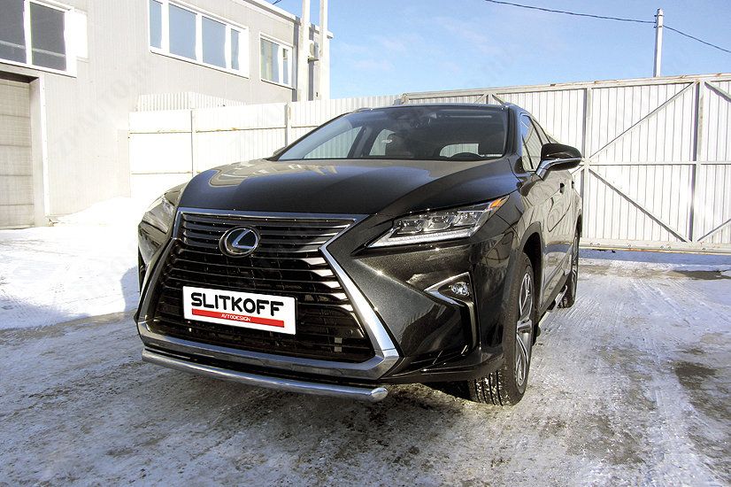 Защита переднего бампера d57 короткая Lexus RX-350 (2015-2019) , Slitkoff, арт. LRX15-003