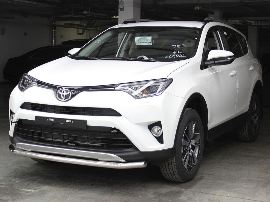 Защита переднего бампера одинарная d53 с двумя загибами на Toyota RAV4 2015 (Тойота РАВ4 2015), Технотек TRN15_1