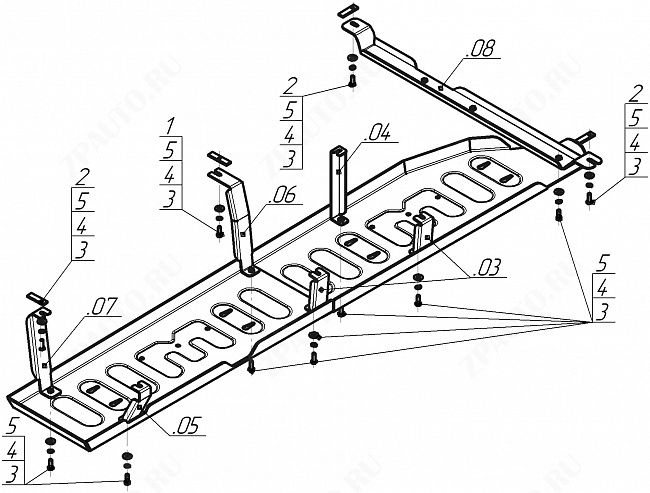 Защита алюминиевая Мотодор (Топливный бак), 5 мм, алюминий для Toyota Tundra 2022- арт. 32527