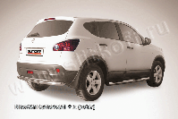 Защита заднего бампера d57+d57 двойная Nissan Qashqai +2 (2008-2010) Black Edition, Slitkoff, арт. NIQ2013BE