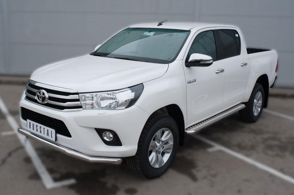 Пороги труба d42 с листом вариант 1 для Toyota Hilux 2015, Руссталь THL-0021491