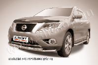 Защита переднего бампера d57+d57 двойная Nissan Pathfinder (2012-2017) , Slitkoff, арт. NIP14-005