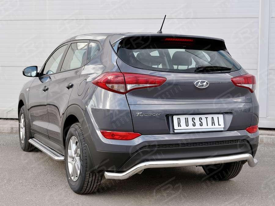 Защита заднего бампера d63 волна Hyundai Tucson 2015, Руссталь HTZ-002239