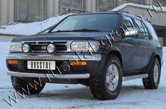 Защита переднего бампера d76 (3 секции) для Nissan Pathfinder R50 1996-2004, Руссталь NRZ-000900