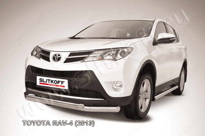 Защита переднего бампера d76+d57 двойная Toyota Rav-4 (2012-2015) , Slitkoff, арт. TR413-001