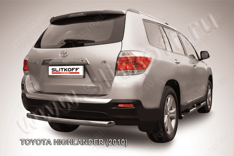 Защита заднего бампера d57 радиусная Toyota Highlander (2010-2013) , Slitkoff, арт. THI013