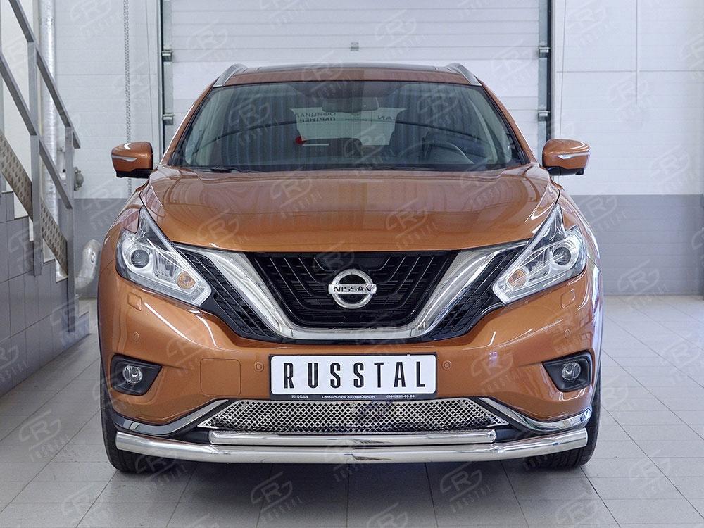 Защита переднего бампера d63/42 для Nissan Murano 2016, Руссталь NMUZ-002402