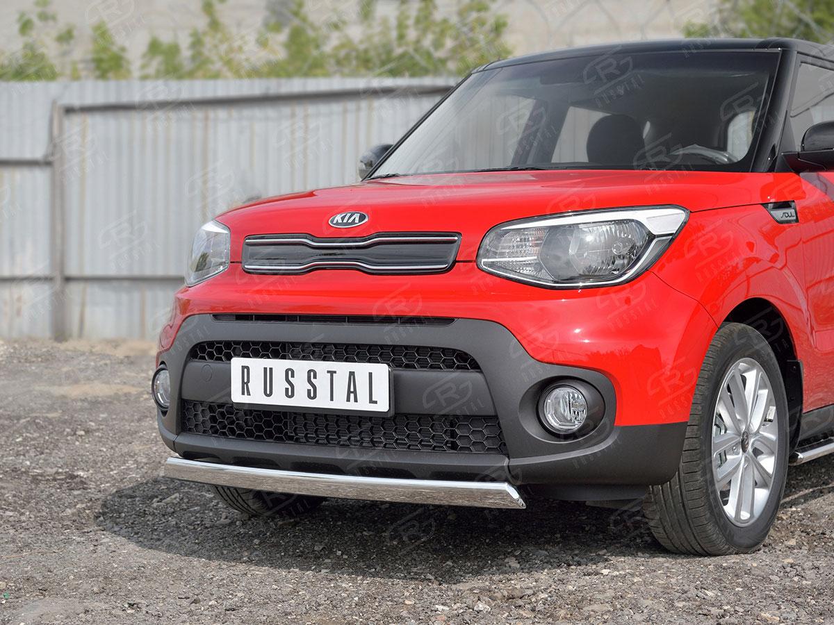 Защита переднего бампера d75х42 на KIA Soul II 2017, Руссталь KSOZ-002751