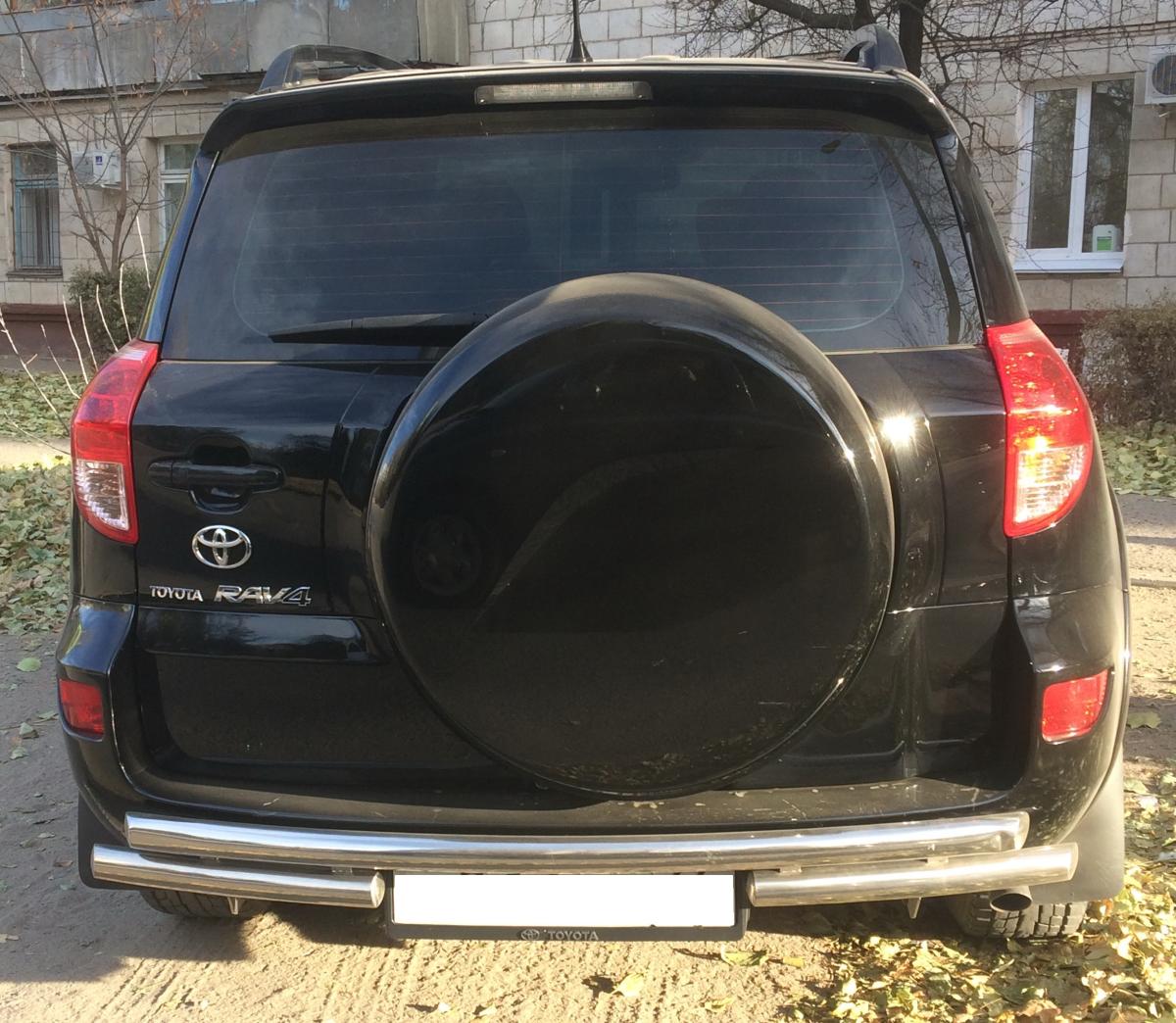 Защита заднего бампера двойная для автомобиля TOYOTA RAV4   2010-2012, Россия TRAV.10.16