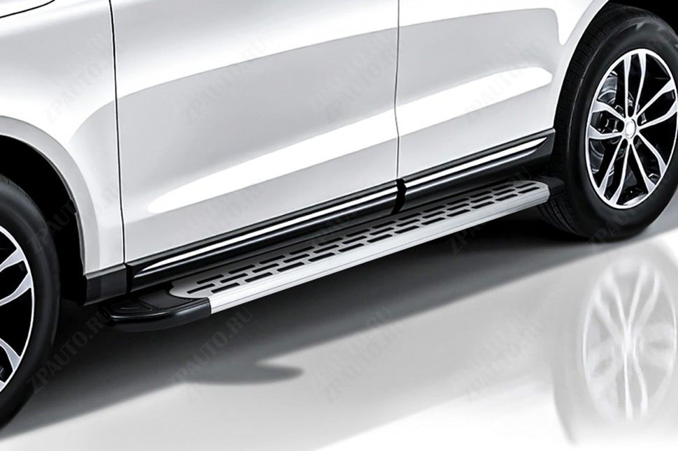 Пороги алюминиевые "Premium Silver" 1700 серебристые Hyundai Tucson Turbo (2018-2021) , Slitkoff, арт. AL-HT18T010