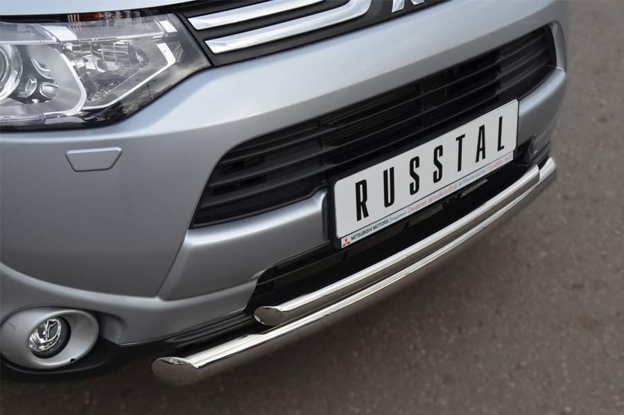 Защита переднего бампера d63/42 для Mitsubishi Outlander 2012, Руссталь MRZ-001048