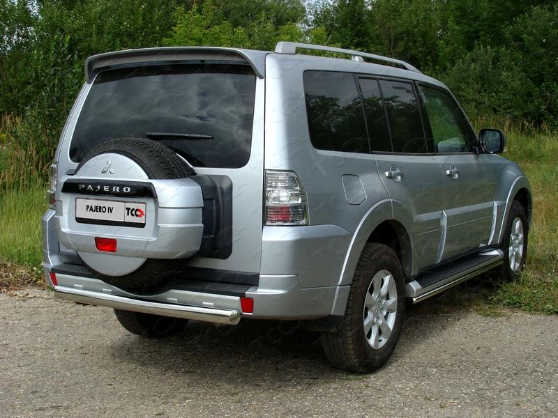 Защита задняя (центральная) 75х42 мм для автомобиля Mitsubishi Pajero IV 2006-2011, TCC Тюнинг MITPAJ413-07