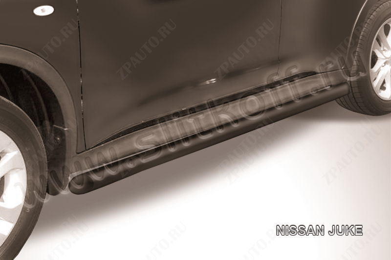 Защита порогов d57 труба черная Nissan Juke (2010-2014) , Slitkoff, арт. NJ2WD-007B