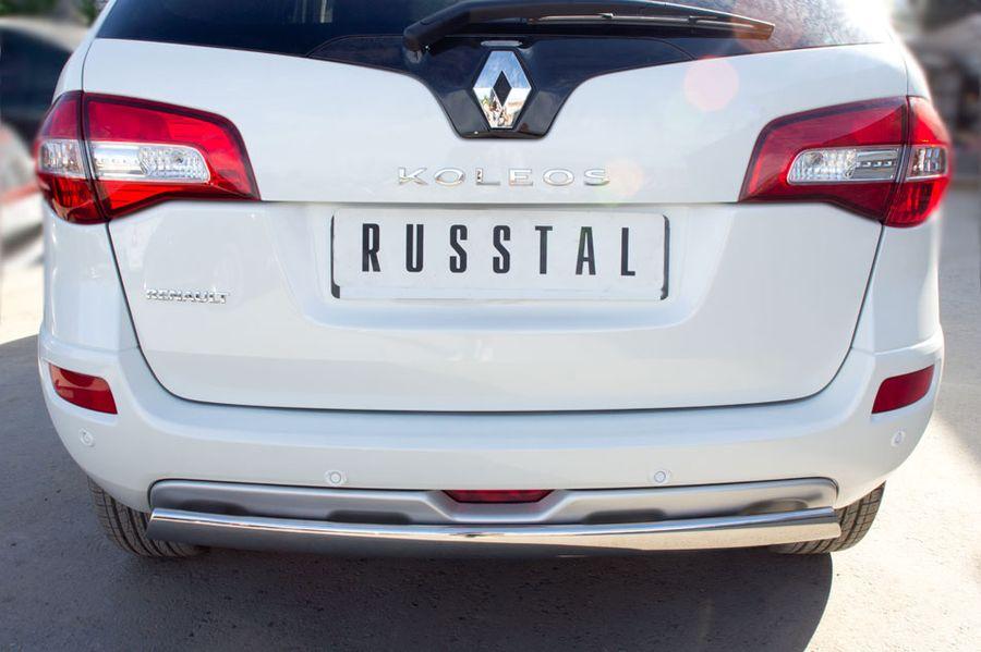 Защита заднего бампера d75x42 овал для Renault Koleos 2012, Руссталь RKZ-000591