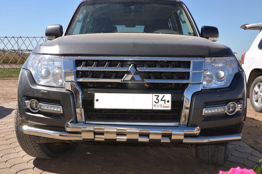 Защита переднего бампера с декором d60/60 для Mitsubishi Pajero 4 2014-, MSP4.06.04-1, Россия