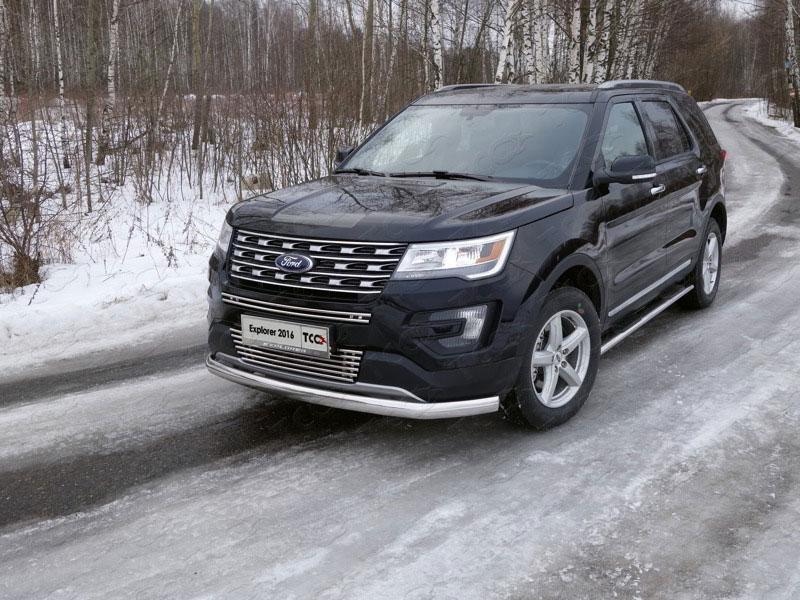 Пороги овальные с накладкой 120х60 для Ford Explorer 2015 (Форд Эксплорер 2015), ТСС FOREXPL16-06, TCC Тюнинг