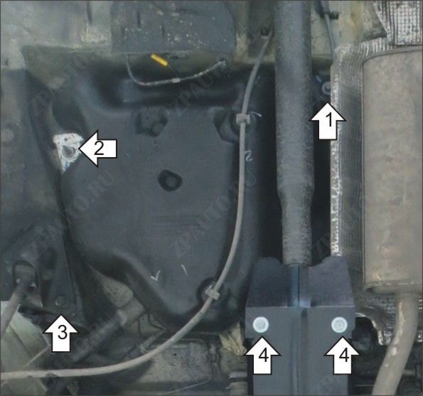 Защита бензобака стальная Motodor для Nissan Terrano 2014 2014- (2 мм, сталь), 01737