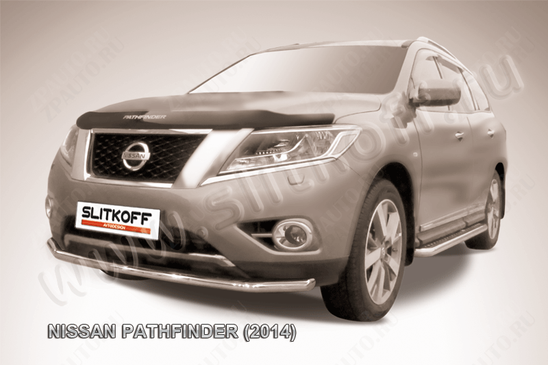 Защита переднего бампера d57 Nissan Pathfinder (2012-2017) Black Edition, Slitkoff, арт. NIP14-006BE