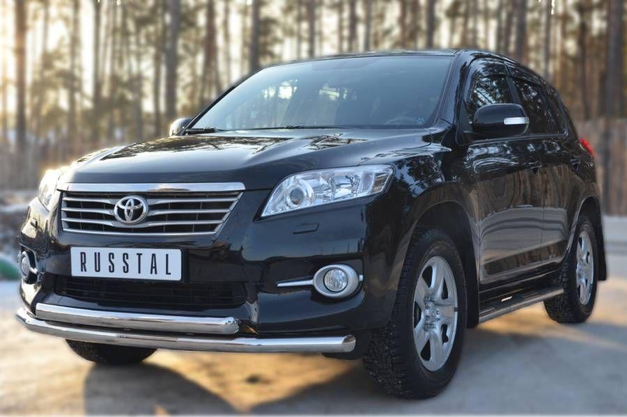 Защита переднего бампера d63/63 для Toyota RAV 4 (обычная база) 2010, Руссталь TRZ-100505