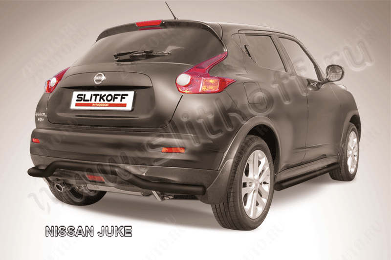 Защита заднего бампера d57 волна черная Nissan Juke 4WD (2010-2014) , Slitkoff, арт. NJ4WD-009B