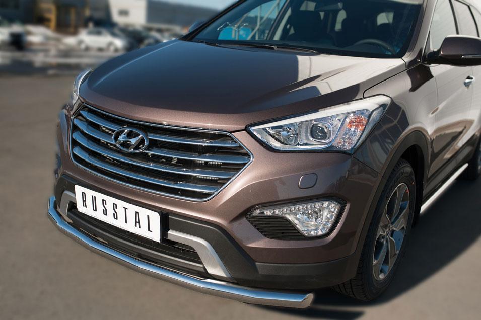 Защита переднего бампера d63 для Hyundai Santa Fe Grand 2013, Руссталь HSFZ-002004