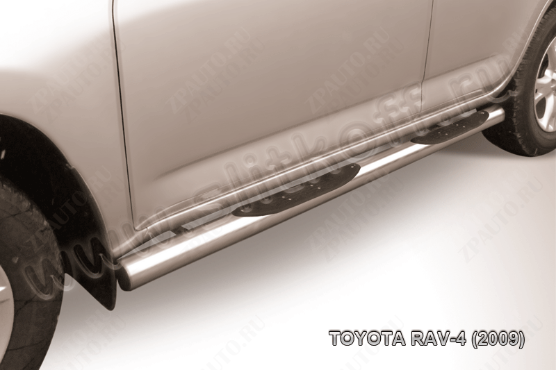 Защита порогов d76 с проступями Toyota Rav-4 (2009-2010) Black Edition, Slitkoff, арт. TR409-009BE