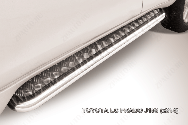 Защита порогов d76 с листом усиленная Toyota Land Cruiser Prado J150 (2013-2017) Black Edition, Slitkoff, арт. TOP14-008BE