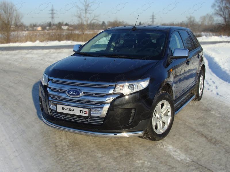 Защита передняя нижняя (овальная) 75х42 мм для автомобиля Ford Edge 2014-2015 TCC Тюнинг арт. FOREDG14-03