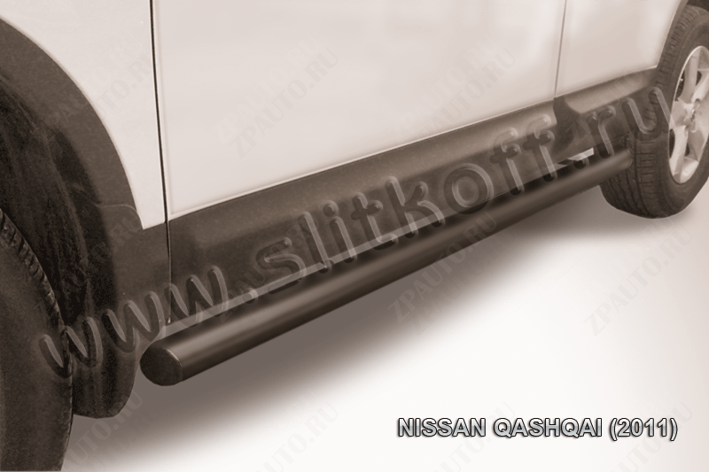 Защита порогов d76 труба черная Nissan Qashqai (2010-2013) , Slitkoff, арт. NIQ11-006B