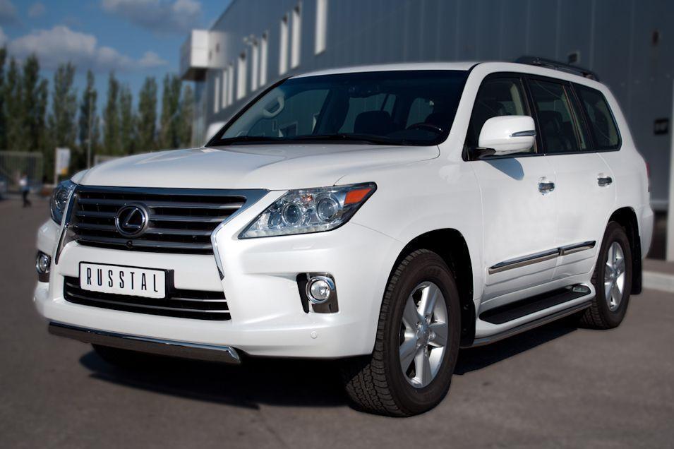 Защита переднего бампера d75x42 овал короткая для Lexus LX 570 2012, Руссталь LLXZ-000863