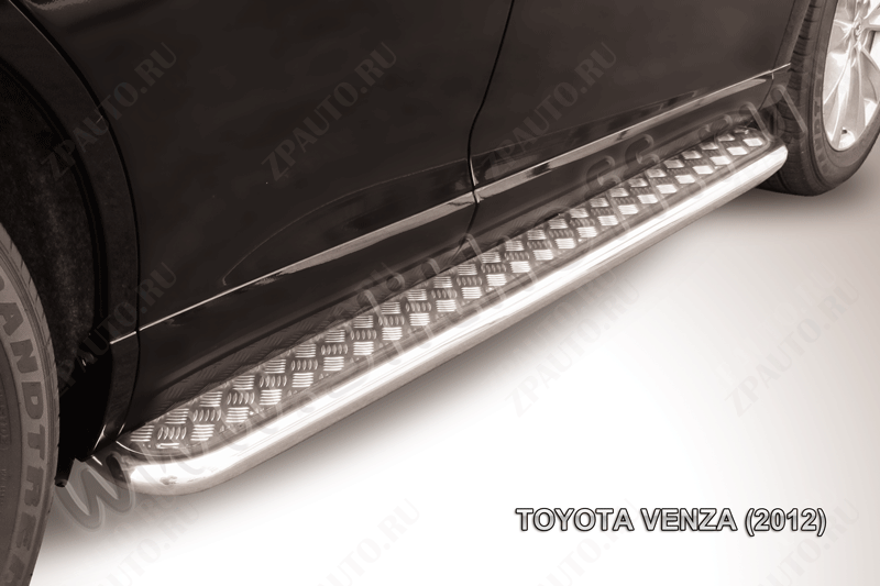 Защита порогов d57 с листом усиленная Toyota Venza (2012-2017) Black Edition, Slitkoff, арт. TVEN008BE
