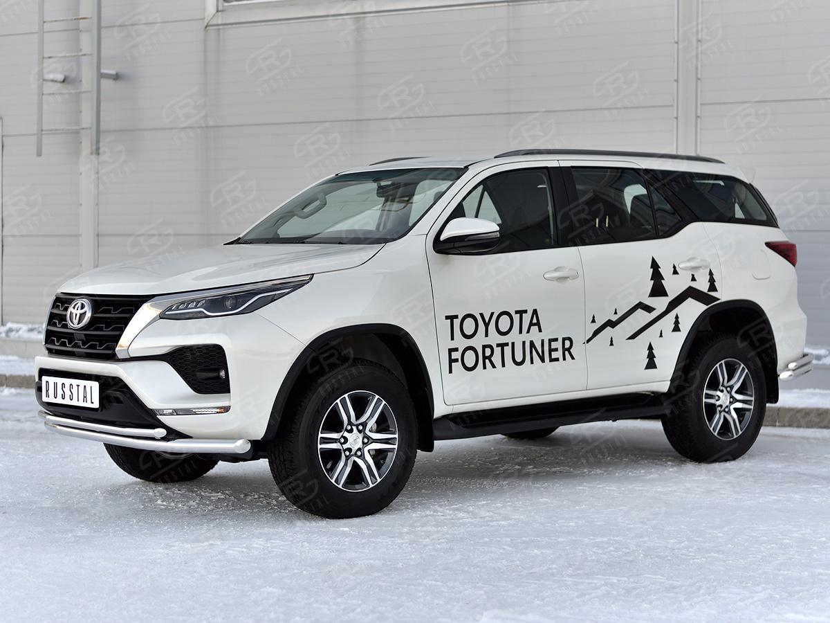 TOYOTA FORTUNER 2020- Защита переднего бампера d63 секции-d42 секции TFRZ-003526