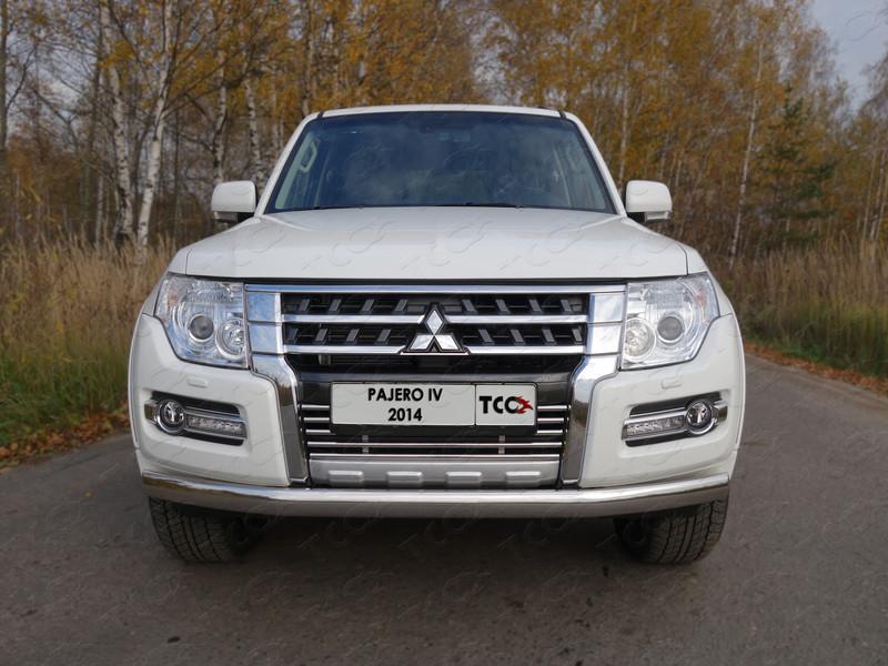 Защита передняя нижняя (овальная) 75х42 мм для автомобиля Mitsubishi Pajero IV 2014-, TCC Тюнинг MITPAJ414-03