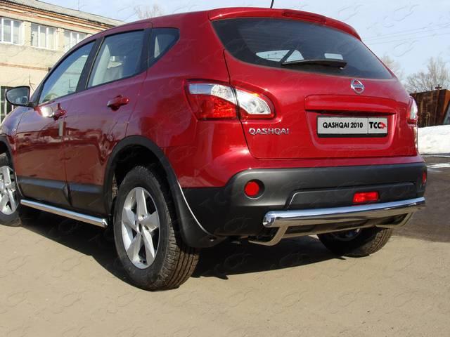 Защита задняя (центральная) 75х42 мм для автомобиля Nissan Qashqai 2009-2013, TCC Тюнинг NISQASH10-05