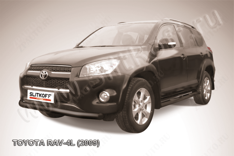 Защита переднего бампера d76 черная Toyota Rav-4 L (2005-2010) , Slitkoff, арт. TR409L-010B