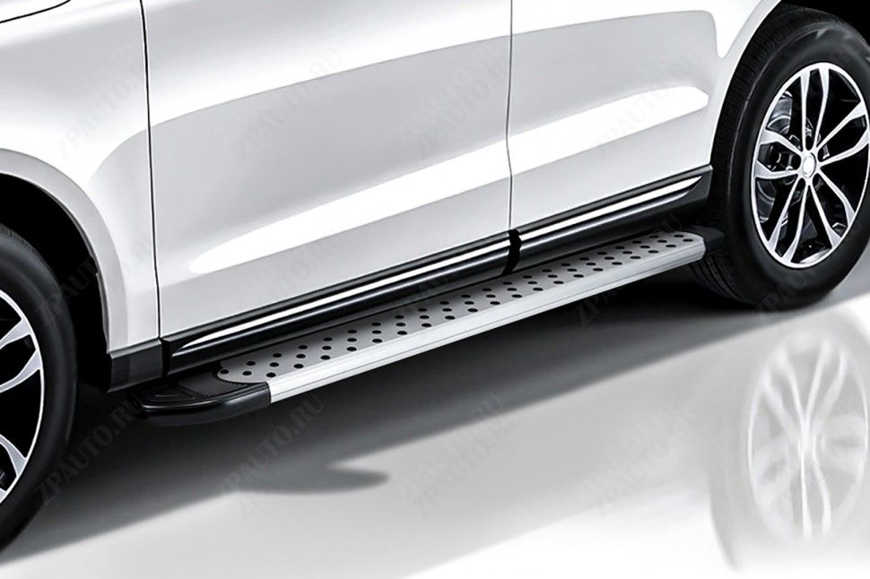 Пороги алюминиевые "Standart Silver" 1700 серебристые Hyundai Tucson (2018-2021) , Slitkoff, арт. AL-HT18005