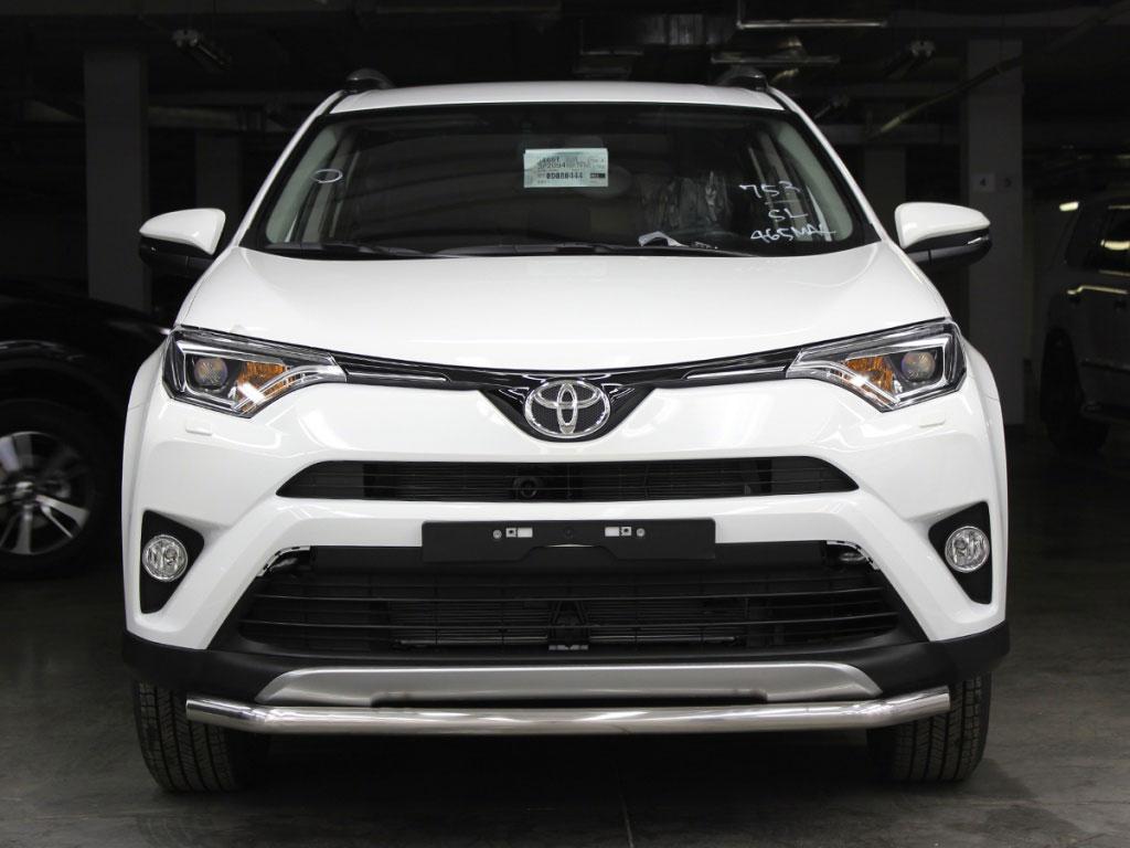 Защита переднего бампера одинарная d53 с двумя загибами на Toyota RAV4 2015 (Тойота РАВ4 2015), Технотек TRN15_1